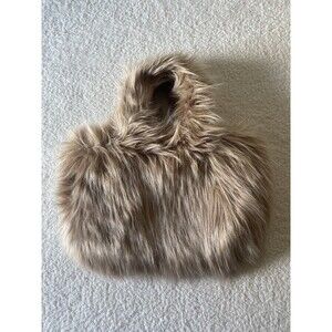 URBAN OUTFITTERS Fuzzy, Faux Fur Tote Bag, Beige, Medium Size NWOT